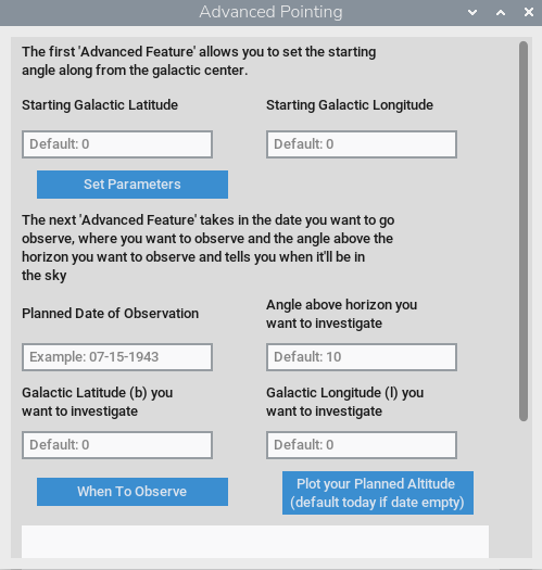 CHART Advance Pointing window